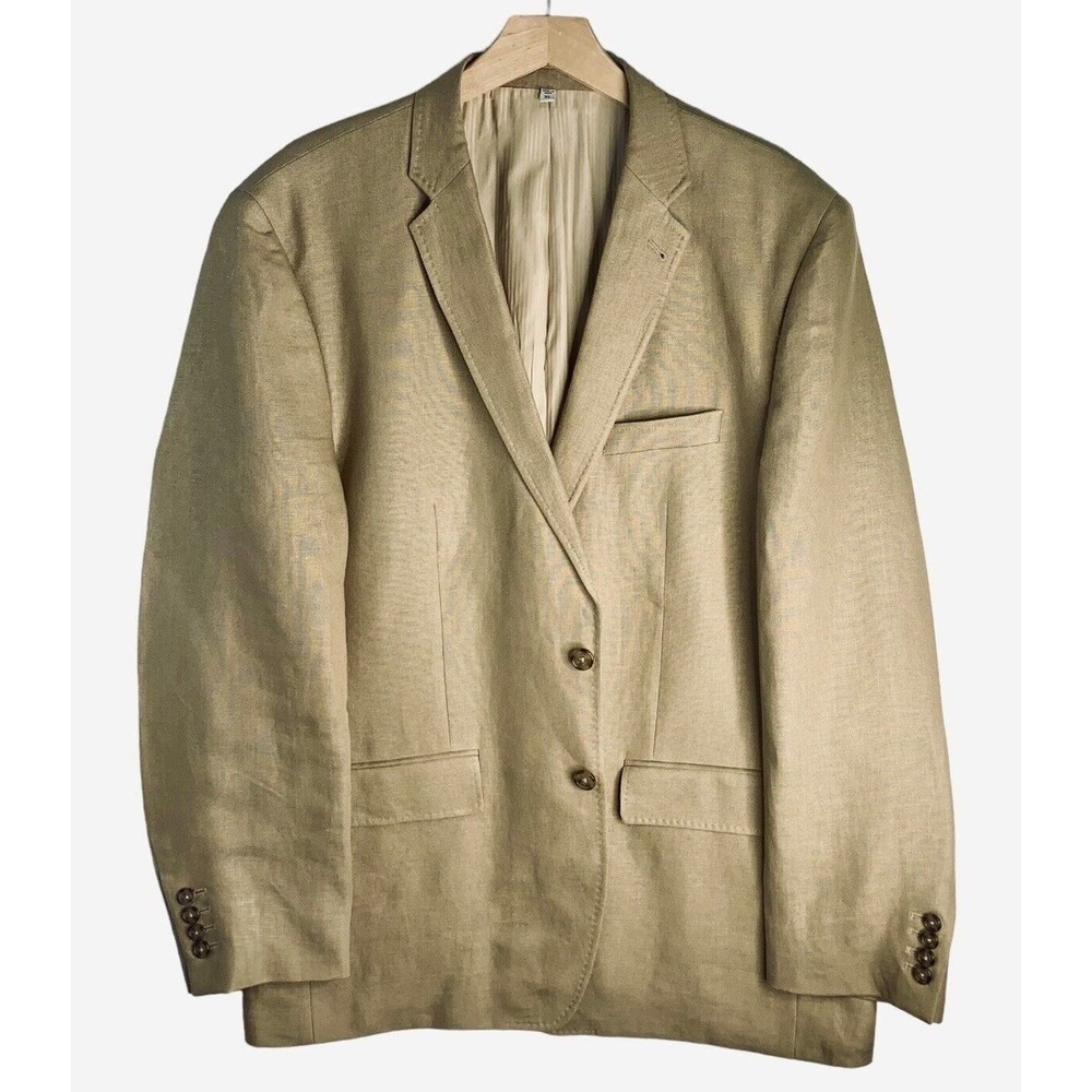 Murano Baird McNutt Linen Sport Coat Mens Size XL Camel Tan Surgeons Cuffs $295 - Picture 2 of 11